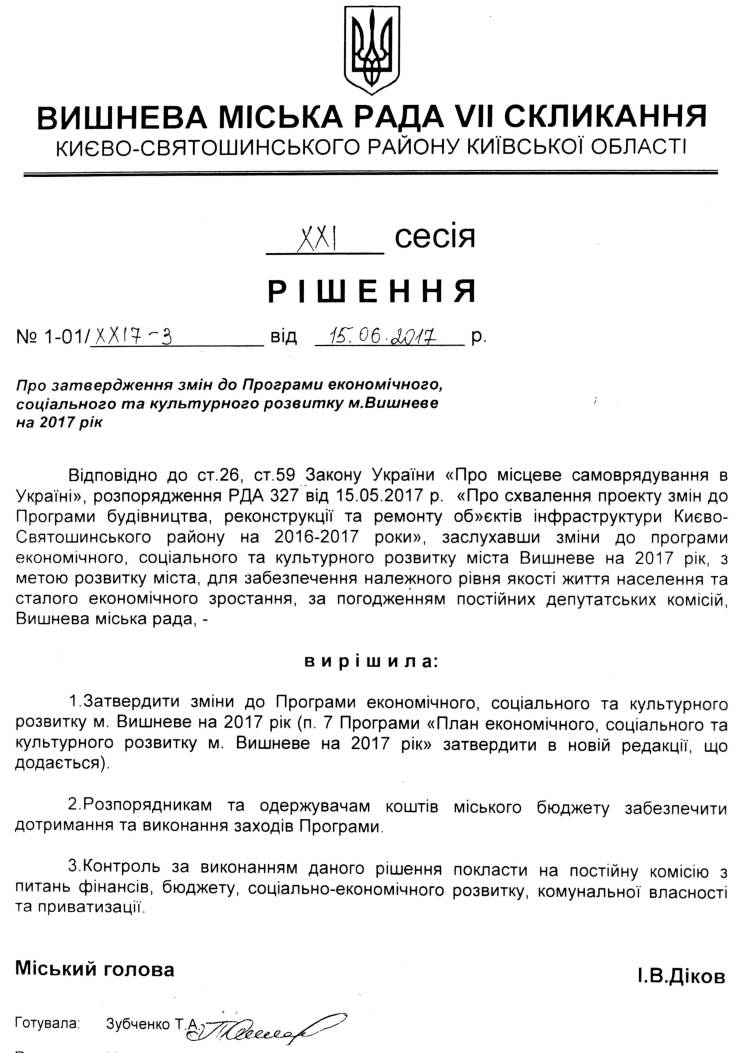 Проекти рішень XXІ сесіЇ VIІ скликання